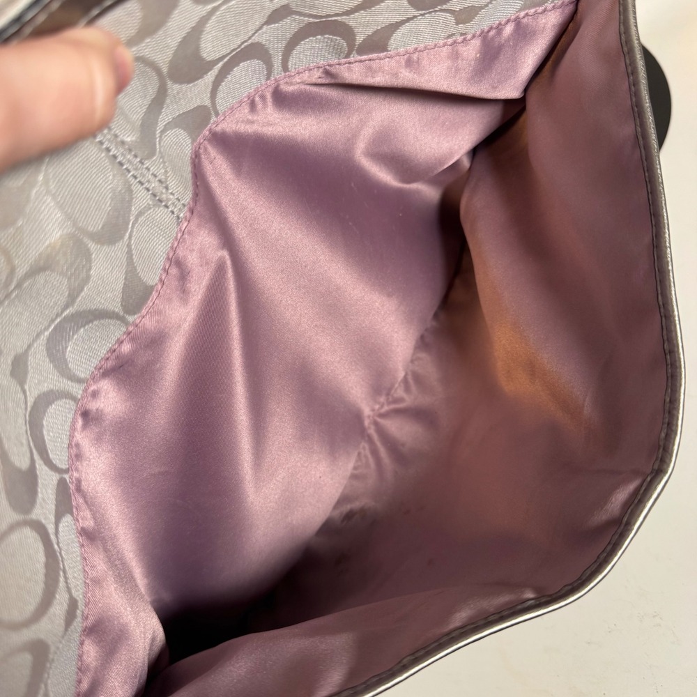 Coach Silver Metallic Signature Lurex East West Gallery Tote - Picture 6 of 8